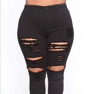 Black Fashion Nova ripped jeans